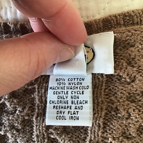 Talbots V-neck cable knit sweater in brown-L - Picture 8 of 8